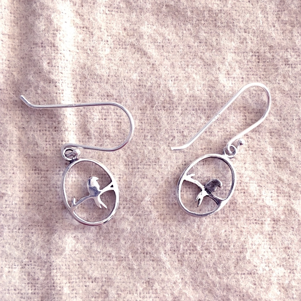 Silver Bird Cage Earrings